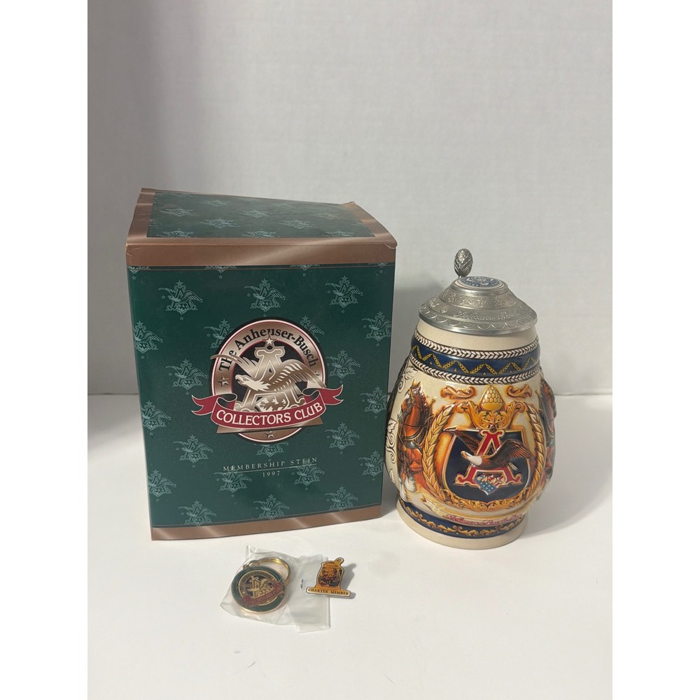 Anheuser-Busch Collectors Club 1997 Membership Stein CB7 Clydesdale Pewter Lid